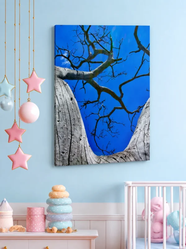 Blue Sky Tree Canvas Wall Art, Premium Matte Nature Artwork for Modern Interiors
