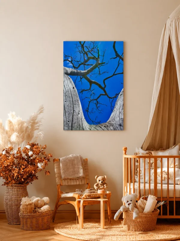 Blue Sky Tree Canvas Wall Art, Premium Matte Nature Artwork for Modern Interiors