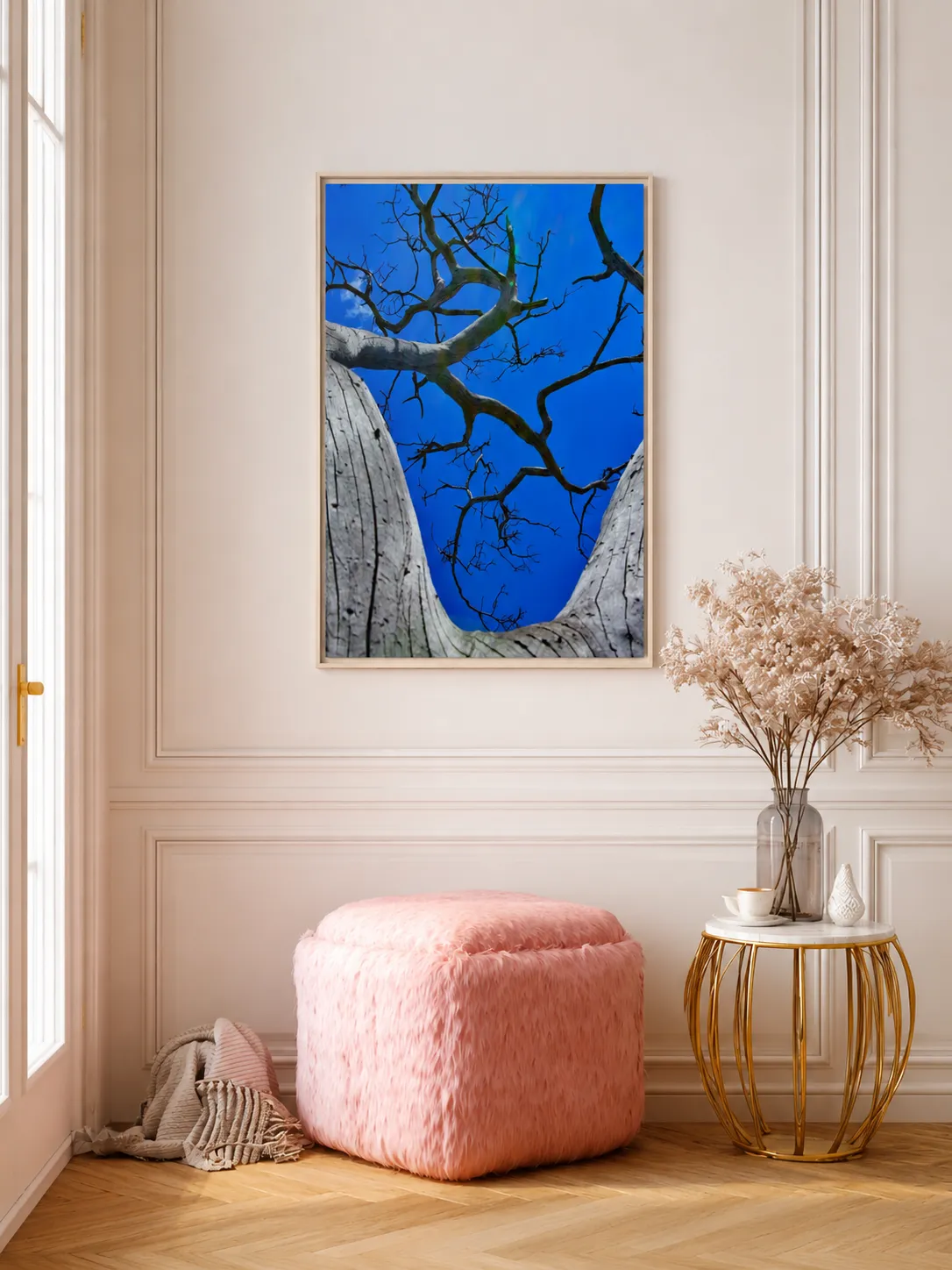 ChatGPT Image Aug 16, 2026, 08_24_11 PM_compressed Blue Sky Tree Framed Canvas Wall Art, Premium Matte Nature Artwork for Modern Decor