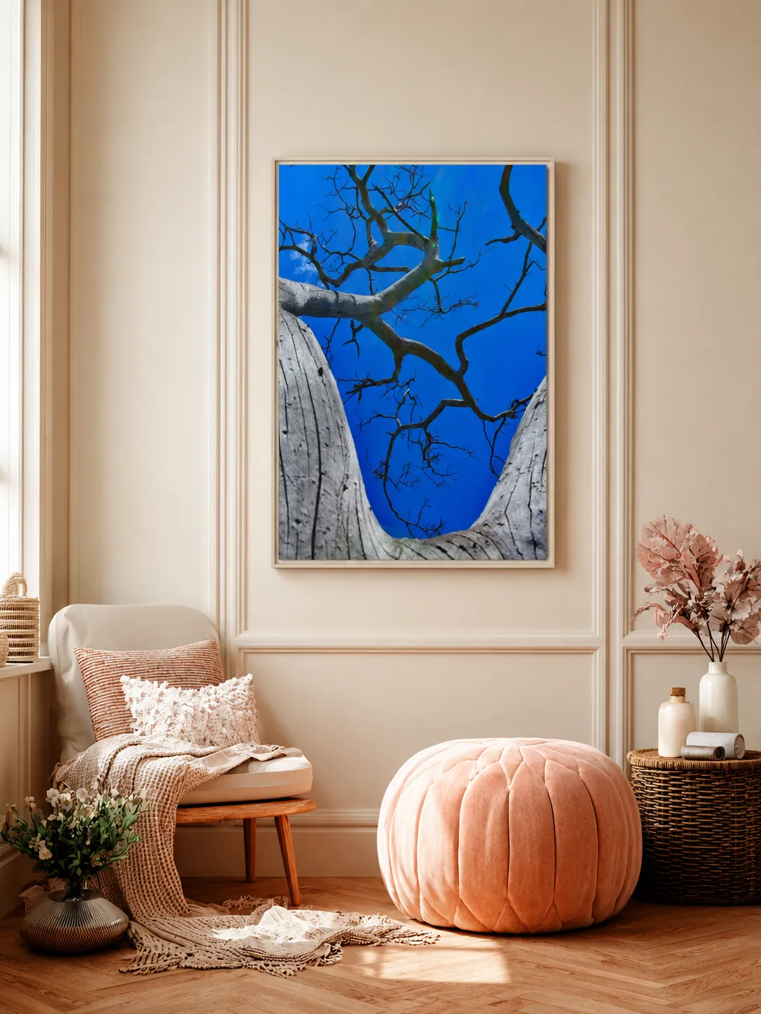 ChatGPT Image Aug 16, 2026, 08_24_21 PM_compressed Blue Sky Tree Framed Canvas Wall Art, Premium Matte Nature Artwork for Modern Decor
