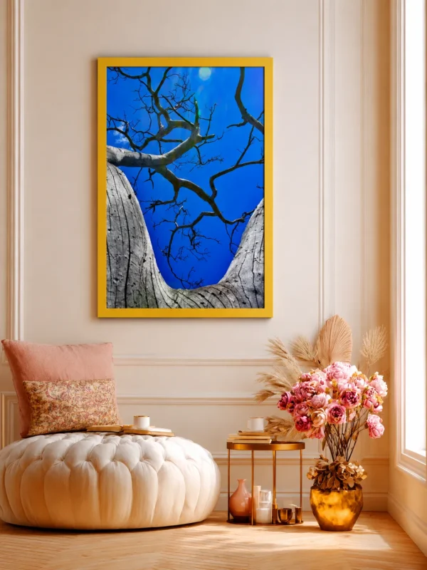 Blue Sky Tree Framed Print, Premium Matte Paper & Multi-Color