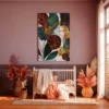 Art Deco Botanical Floral Wall Art – Premium Matte Canvas in Teal & Gold