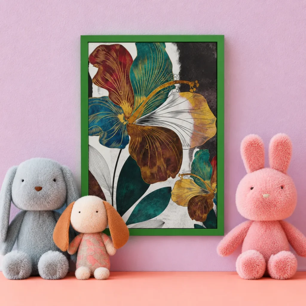 Art Deco Floral Wall Art – Premium Matte Paper Multi-Color Framed Prints