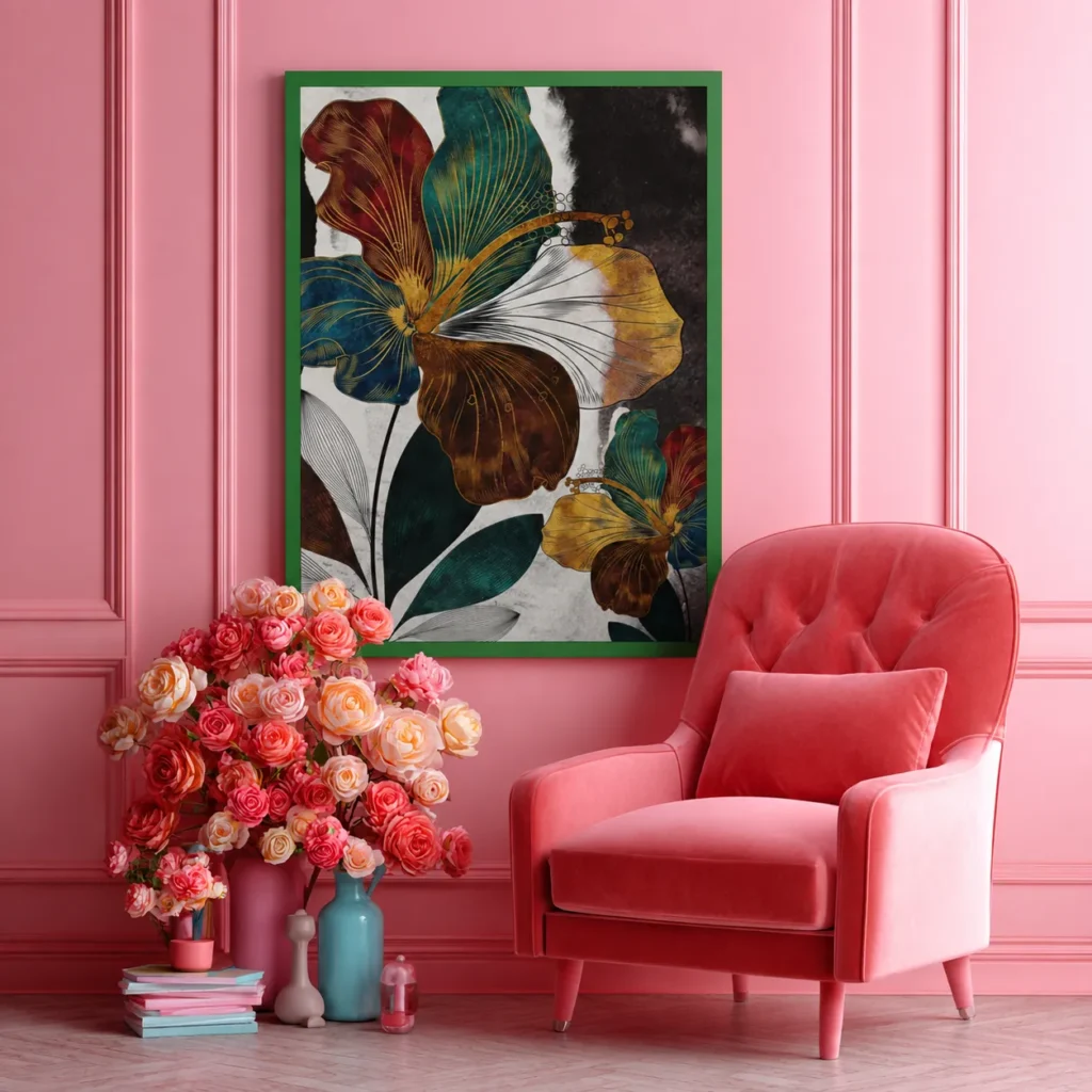 Art Deco Floral Wall Art – Premium Matte Paper Multi-Color Framed Prints