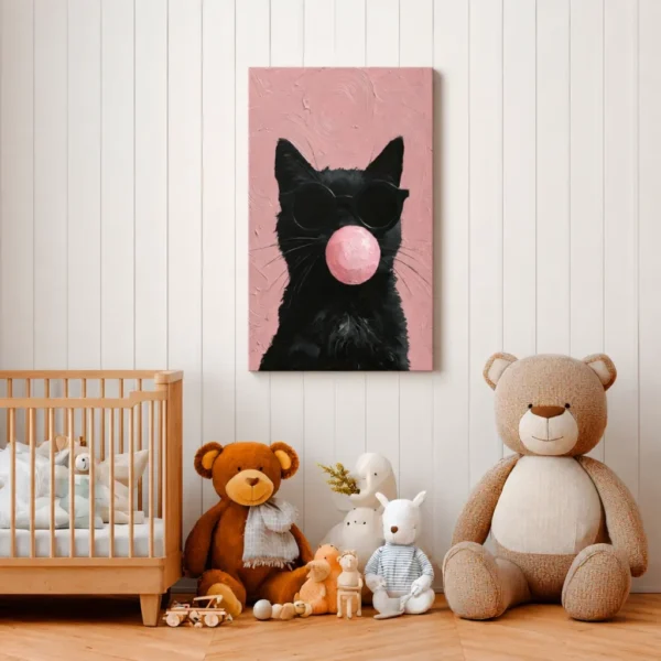 Black Cat Sunglasses Wall Art – Premium Matte Canvas for Playful Modern Interiors