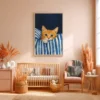 Cozy Orange Tabby Bedtime Wall Art — Premium Matte Framed Canvas Decor