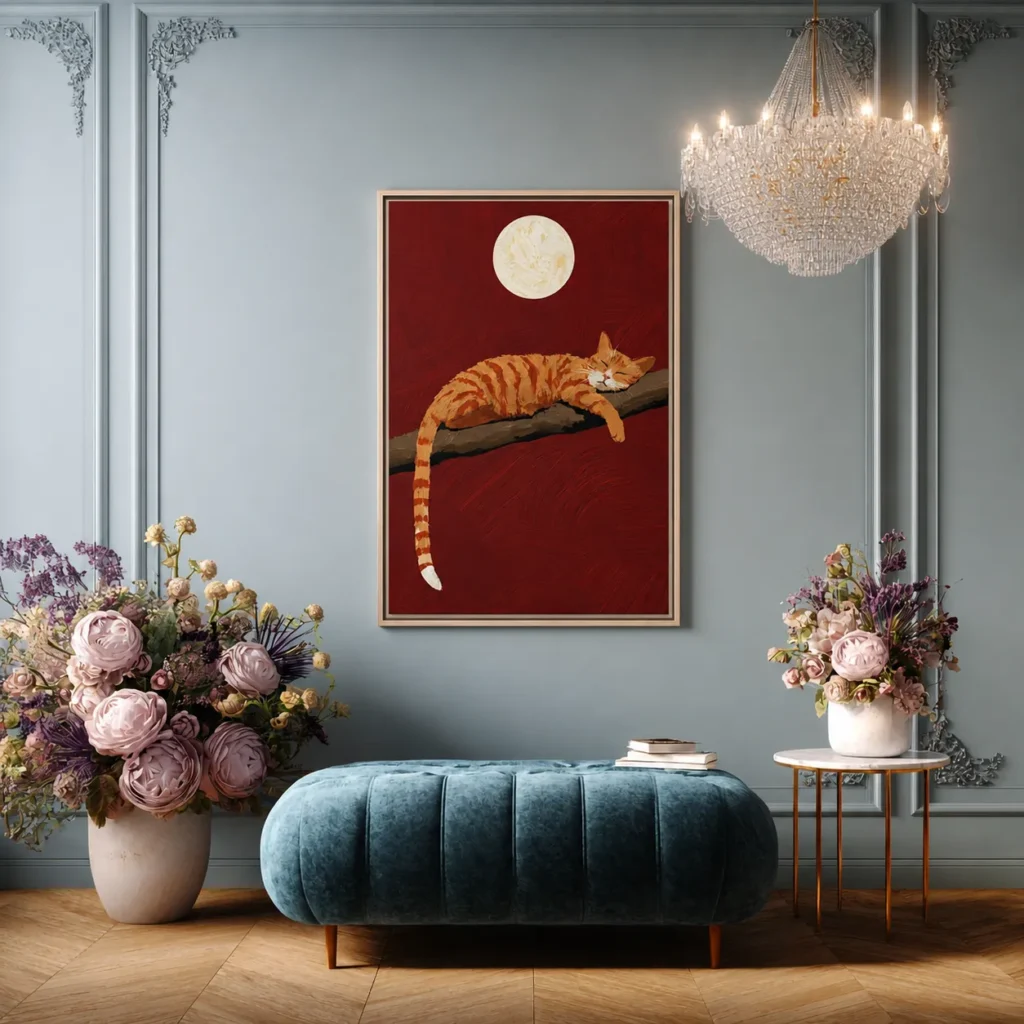 ChatGPT Image Aug 19, 2026, 10_26_51 PM_compressed Sleeping Orange Cat Wall Art, Premium Matte Framed Canvas for Cozy Interiors