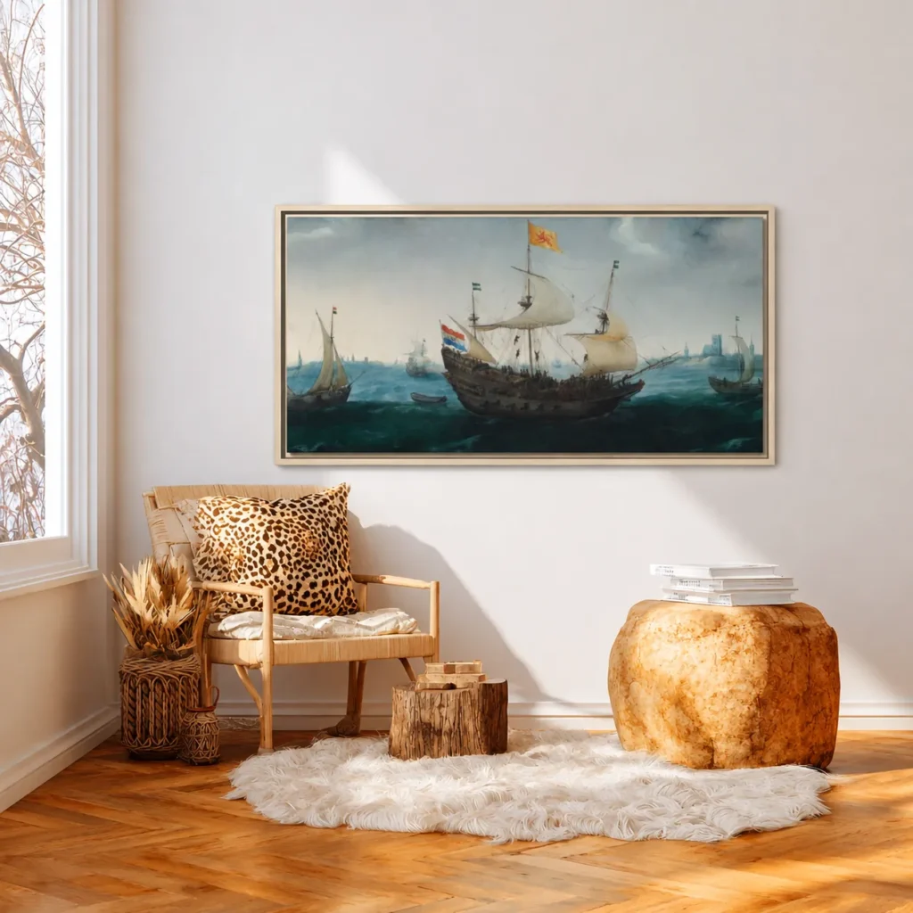 Vintage Sailing Ship Wall Art – Premium Matte Framed Canvas Coastal Decor