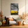 Golden Spheres Seascape Wall Art, Premium Matte Canvas, Moody Coastal Decor