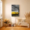 Golden Spheres Seascape Wall Art, Premium Matte Canvas, Moody Coastal Decor