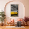 Golden Spheres Coastal Wall Art, Premium Matte Framed Canvas, Surreal Decor