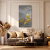 Golden Dolphin Ocean Wall Art, Premium Matte Canvas, Coastal Nautical Decor