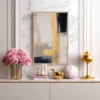 Gold Black Neutral Abstract Wall Art, Premium Matte Framed Canvas for Modern Decor