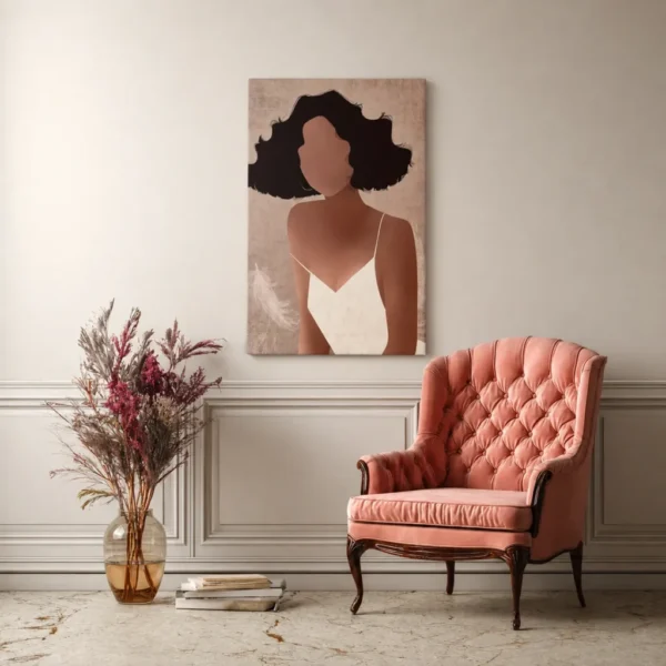 Velvet Muse – Feminine Silhouette Luxury Abstract Wall Art, Premium Matte Canvas for Modern Decor