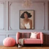 Velvet Muse Minimalist Woman Wall Art – Premium Matte Framed Canvas Decor