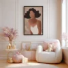 Velvet Muse Minimalist Woman Wall Art – Premium Matte Framed Canvas Decor