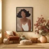 Velvet Muse Minimalist Woman Wall Art – Premium Matte Framed Canvas Decor