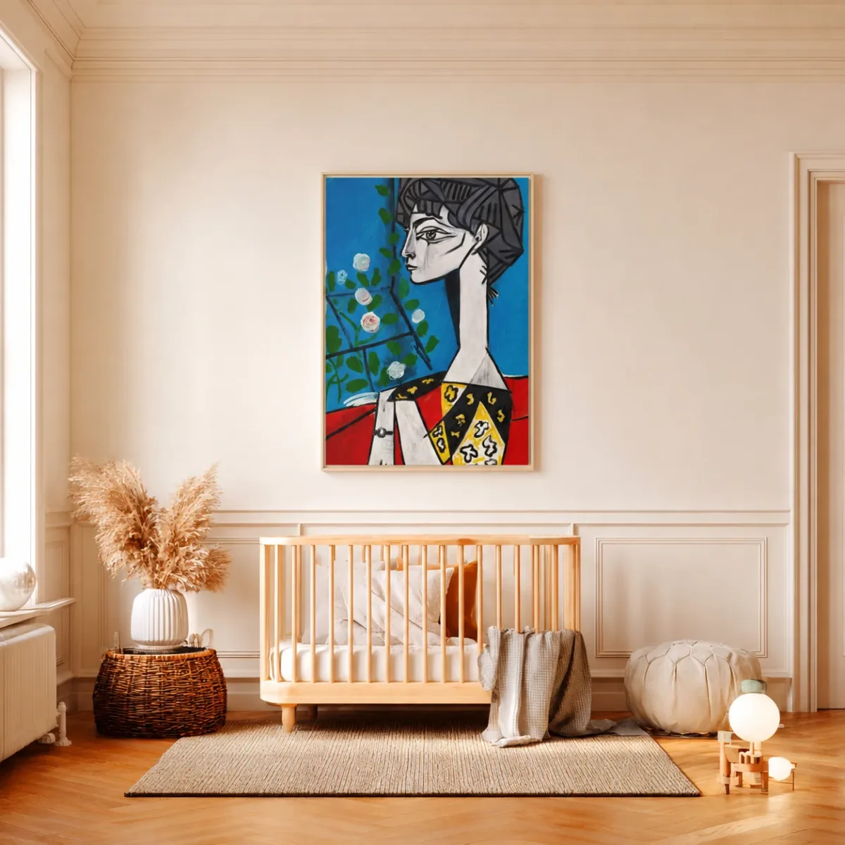 Framed Cubist Portrait Canvas | Modern Abstract Matte Wall Art for Contemporary Home Decor