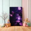 Moonlit Lotus Canvas Wall Art | Dreamy Purple Matte Canvas for Modern Home Decor