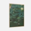 Framed Lotus Pond Canvas Wall Art – Deep Green Water Lily Botanical Decor
