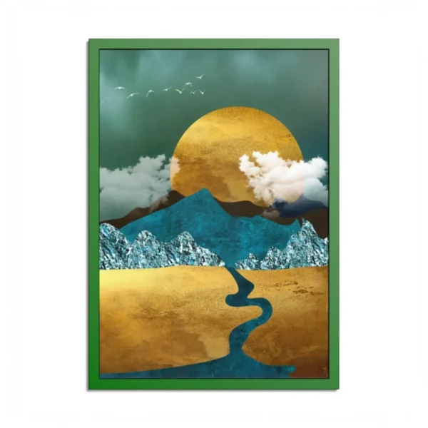 Turquoise Mountain River Landscape Wall Art – Premium Matte Paper Multi-Color Framed Print