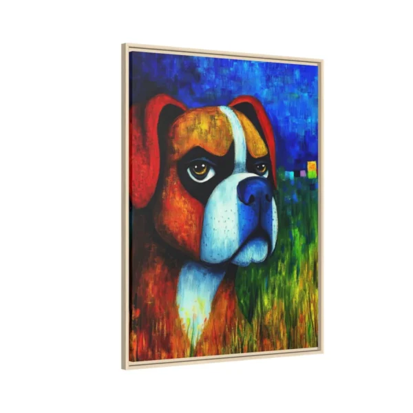 Expressive Boxer Dog Framed Canvas Wall Art, Colorful Modern Pet Portrait
