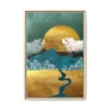Golden Mountain River Wall Art – Premium Matte Multi-Color Framed Canvas