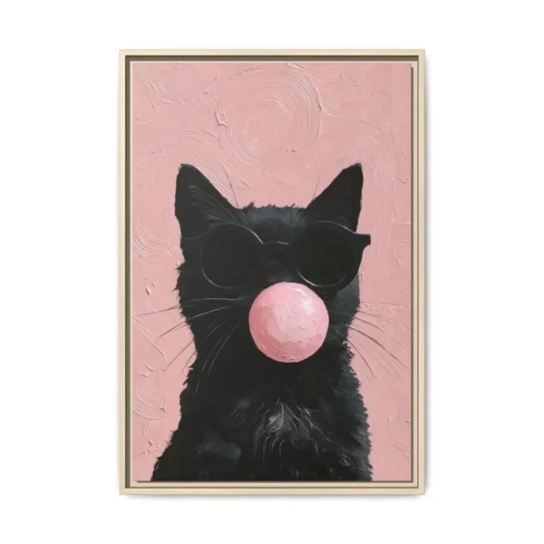 Sunglasses Black Cat Wall Art – Premium Matte Framed Canvas for Modern Decor