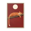 Sleeping Orange Cat Wall Art, Premium Matte Framed Canvas for Cozy Interiors