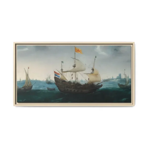 Vintage Sailing Ship Wall Art – Premium Matte Framed Canvas Coastal Decor