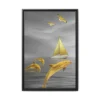 Golden Dolphin Ocean Wall Art, Premium Matte Framed Canvas, Luxury Coastal Decor