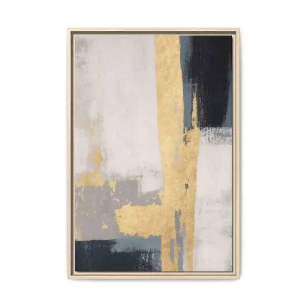 Gold Black Neutral Abstract Wall Art, Premium Matte Framed Canvas for Modern Decor