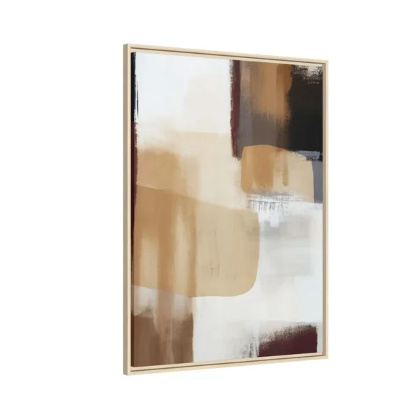 Neutral Abstract Framed Canvas Wall Art, Modern Earth Tone Matte Canvas for Contemporary Decor