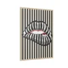 Striped Lip Framed Canvas Wall Art, Black and Cream Modern Pop Art Decor