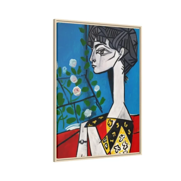 Framed Cubist Portrait Canvas | Modern Abstract Matte Wall Art for Contemporary Home Decor