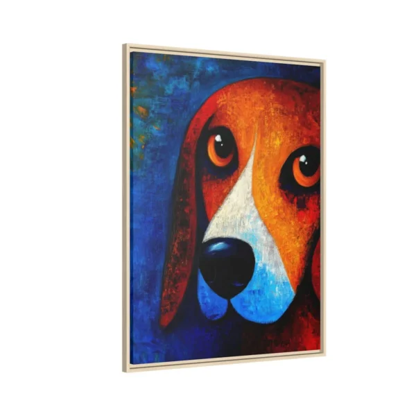 Framed Colorful Dog Canvas Wall Art – Vibrant Basset Hound Portrait for Modern Decor