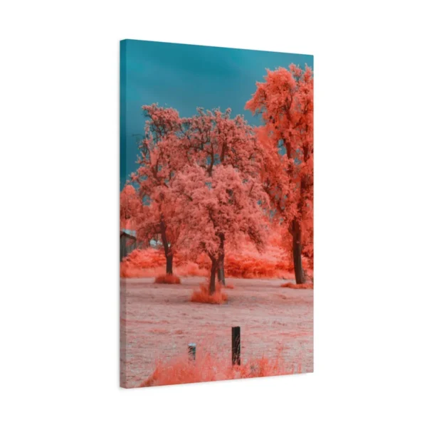 Coral Red Trees Canvas Wall Art, Premium Matte Canvas Nature Decor in Teal