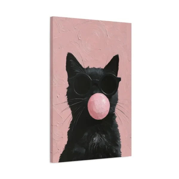Black Cat Sunglasses Wall Art – Premium Matte Canvas for Playful Modern Interiors