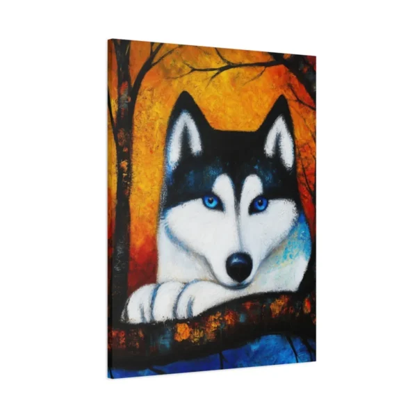 Blue Eyed Wolf Canvas Wall Art, Wildlife Forest Decor for Modern Homes