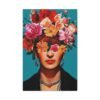 Frida Kahlo Inspired Canvas Wall Art | Floral Portrait Modern Home Decor