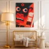 Vermilion Gaze – Expressive Face Wall Art, Bold Contemporary Matte Canvas