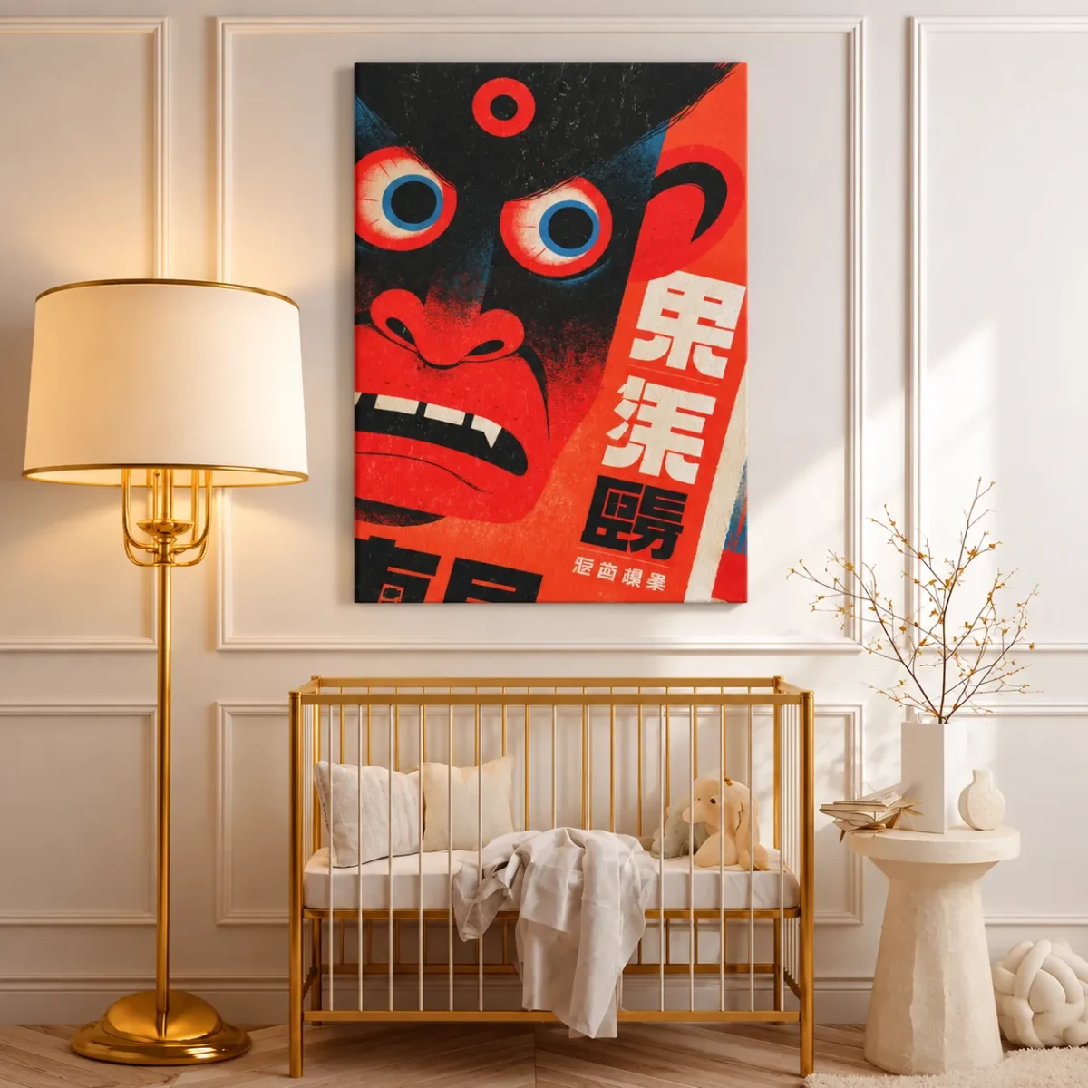 Vermilion Gaze – Expressive Face Wall Art, Bold Contemporary Matte Canvas
