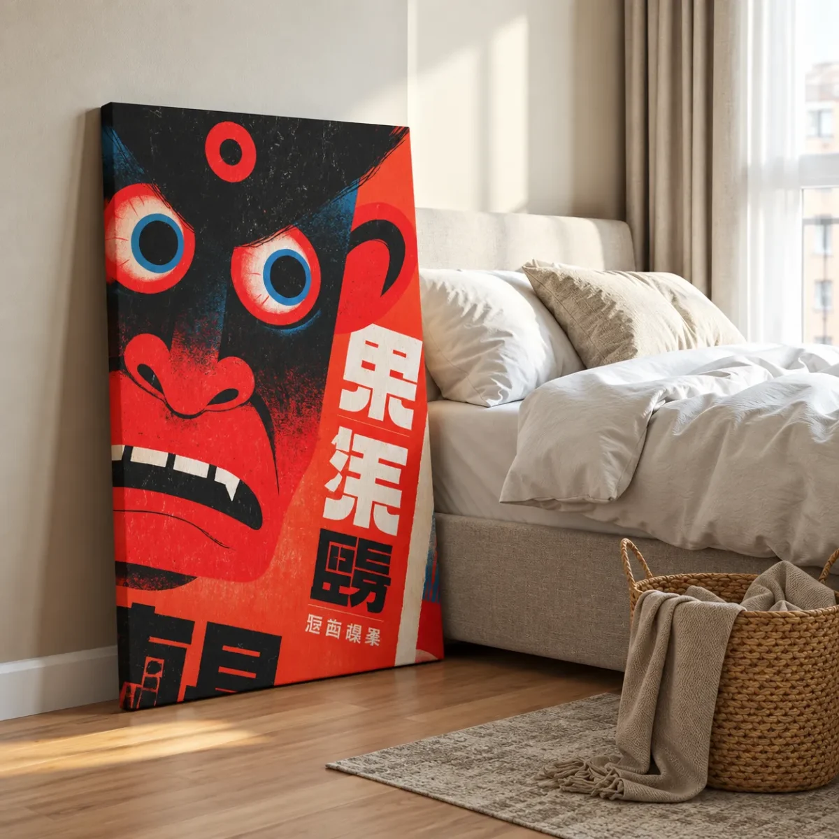 Vermilion Gaze – Expressive Face Wall Art, Bold Contemporary Matte Canvas