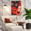 Vermilion Gaze – Expressive Face Wall Art, Bold Contemporary Matte Canvas