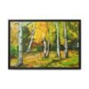 Amber Birch Reverie – Autumn Birch Forest Wall Art, Framed Canvas Decor