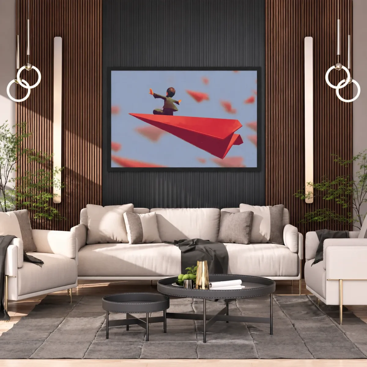 Skybound Momentum – Paper Airplane Wall Art, Framed Print for Modern Interiors