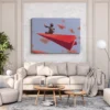 Skybound Momentum – Paper Airplane Wall Art, Red Flight Canvas for Modern Interiors