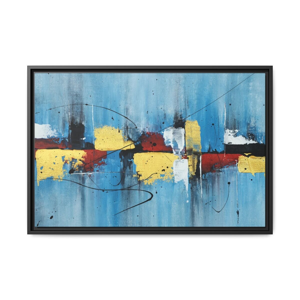 Azure Chromatic | Blue Abstract Wall Art Framed Canvas for Modern Interiors