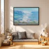 Cerulean Quietude – Ocean Landscape Wall Art, Elegant Framed Print Decor