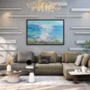 Cerulean Quietude – Ocean Landscape Wall Art, Elegant Framed Print Decor